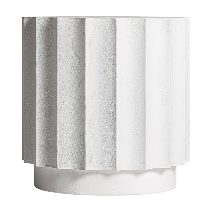 Mesa Auxiliar Lezey Estilo Art Decó Resina Grava Color Blanco, 50 Cm