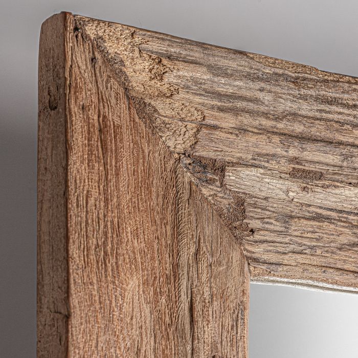 Espejo Madera Teka Envejecida Tonos Marrón, 202 Cm