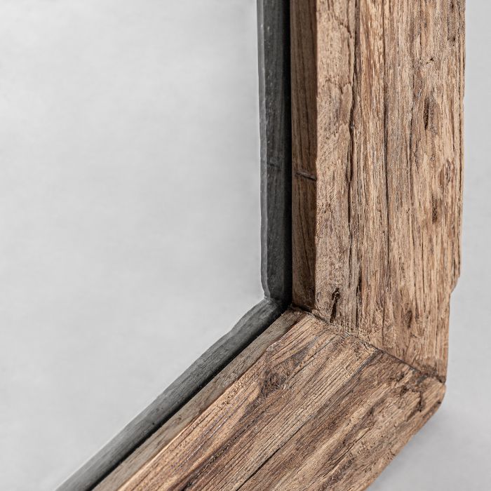 Espejo Madera Teka Envejecida Tonos Marrón, 202 Cm