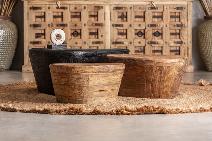 Mesa Centro Madera Teka Marrón Blanqueado, 60 Cm