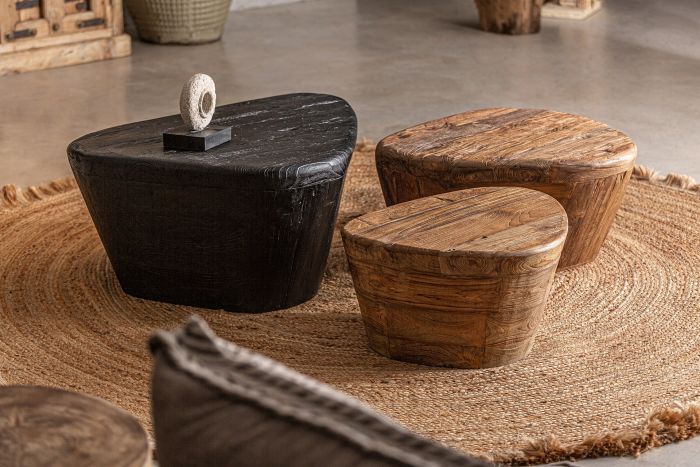 Mesa Centro Madera Teka Marrón Blanqueado, 60 Cm