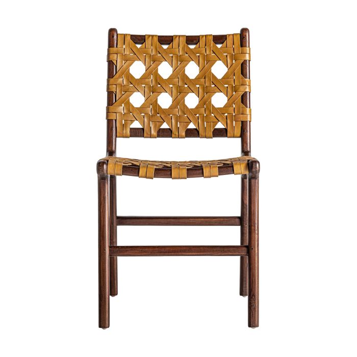 Silla Teka Marrón Piel Ocre Home, 85 Cm