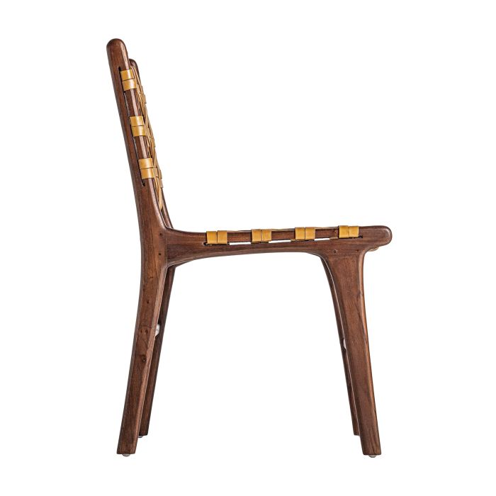 Silla Teka Marrón Piel Ocre Home, 85 Cm