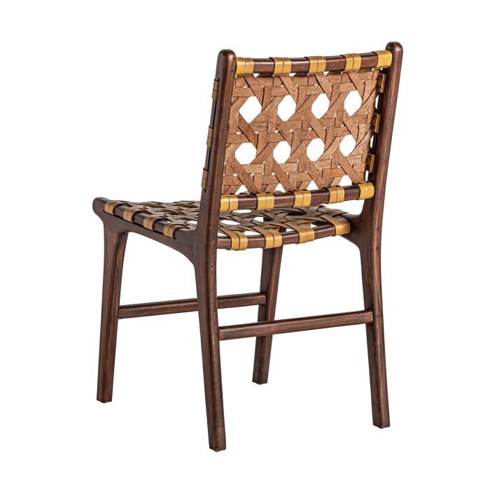 Silla Teka Marrón Piel Ocre Home, 85 Cm