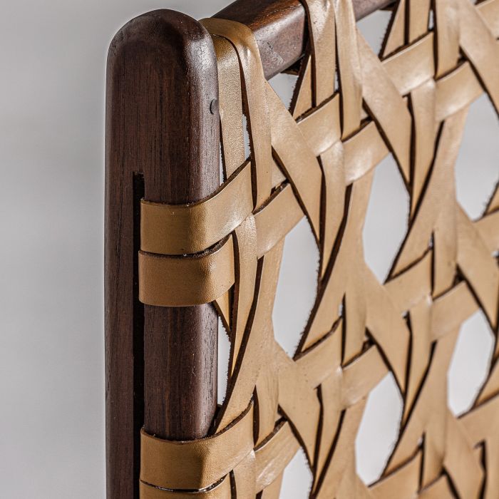 Silla Teka Marrón Piel Ocre Home, 85 Cm