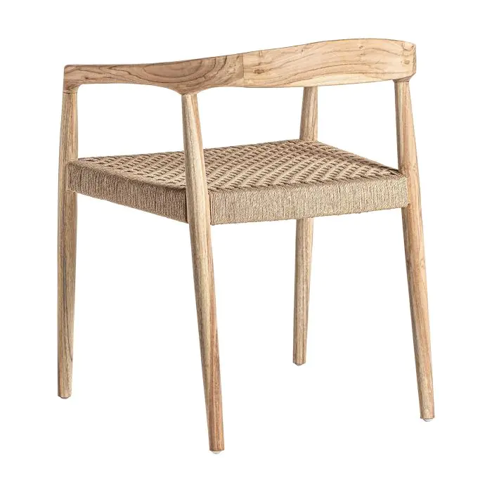 Sillón Madera Teka Natural Fibra Natural 53X59X79 Porche