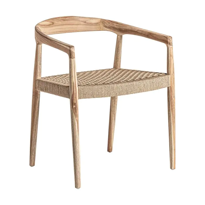 Sillón Madera Teka Natural Fibra Natural 53X59X79 Porche