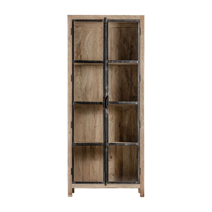 Vitrina Weyer Estilo Industrial Inspiración Vintage Madera Mango Natural Vidrio Hierro, 211 Cm