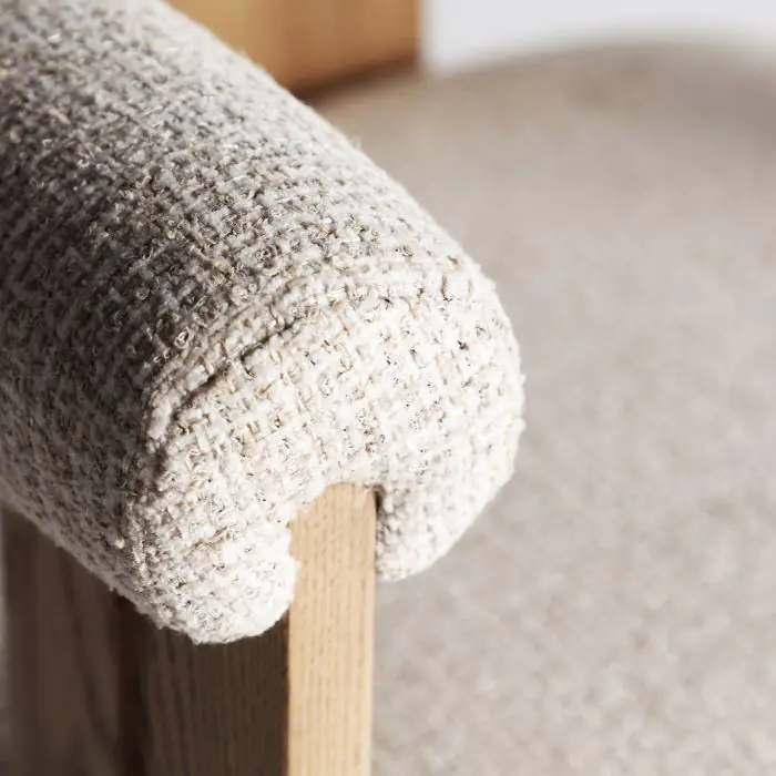 Silla Roble Natural Tejido Blanco Concept, 73 Cm