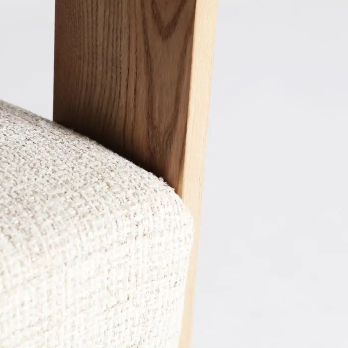 Silla Roble Natural Tejido Blanco Concept, 73 Cm