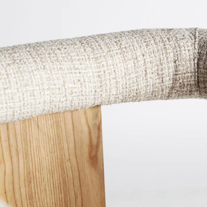Silla Roble Natural Tejido Blanco Concept, 73 Cm