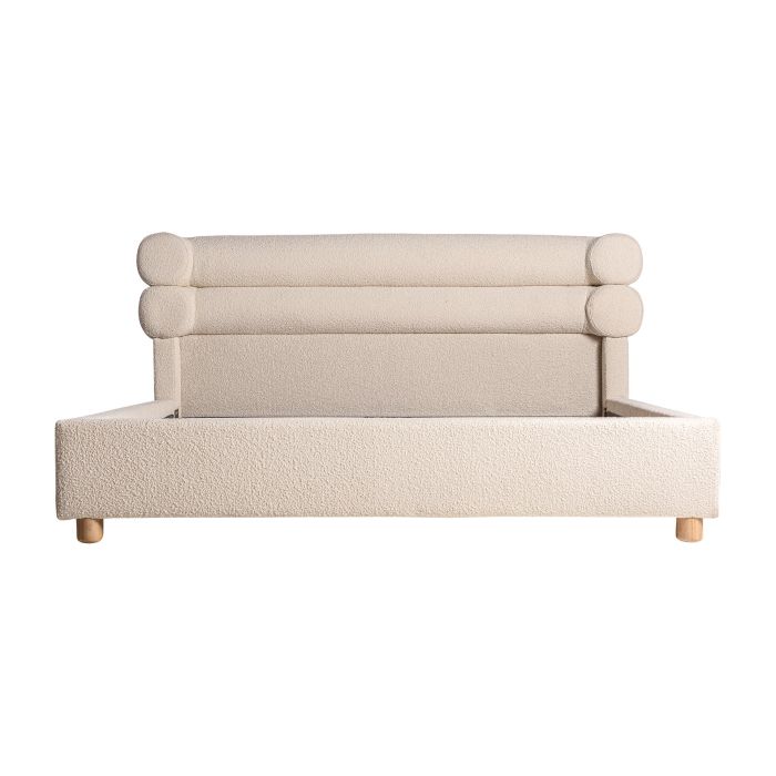 Cama moderna tejido blanco bouclé