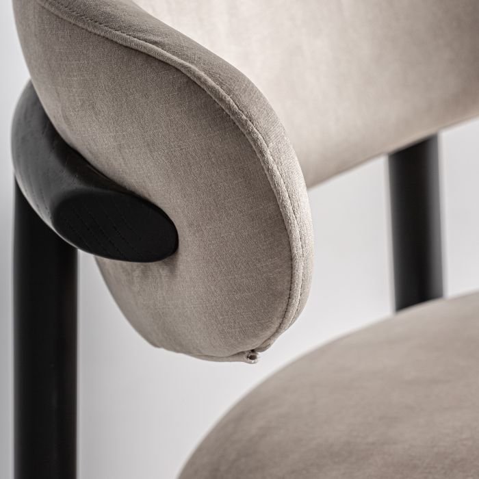 Silla Metal Negro Tejido Beige Home, 79 Cm