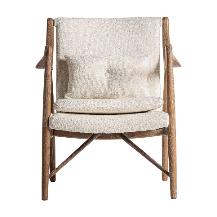 Sillón Curvo Fresno Tejido 76X73X84 Blanco Roto