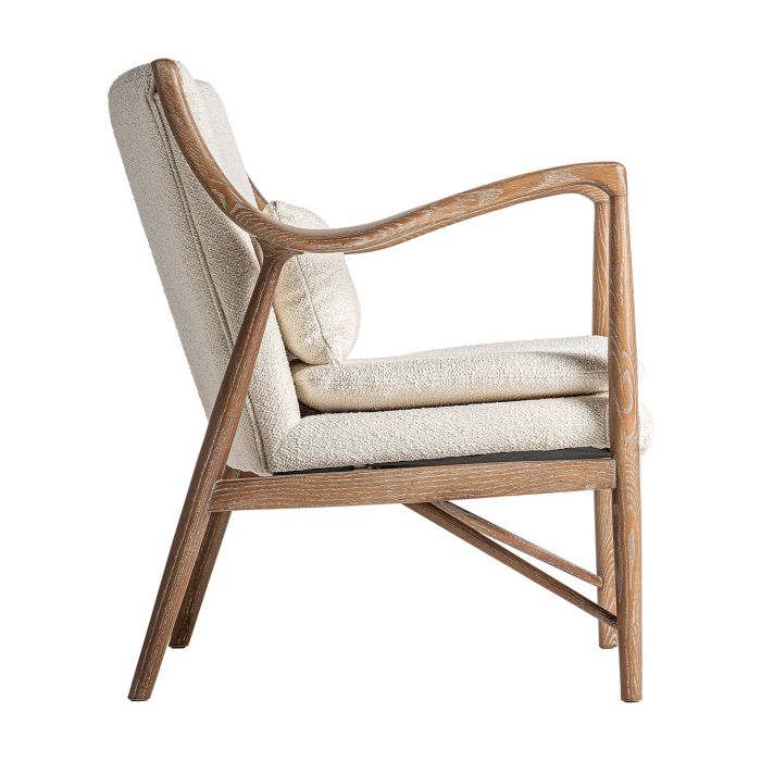Sillón Curvo Fresno Tejido 76X73X84 Blanco Roto