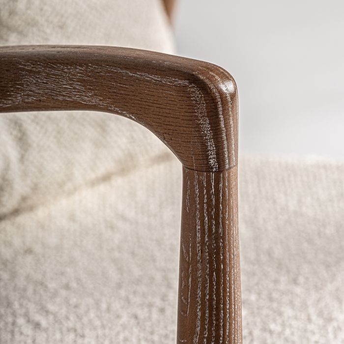 Sillón Curvo Fresno Tejido 76X73X84 Blanco Roto