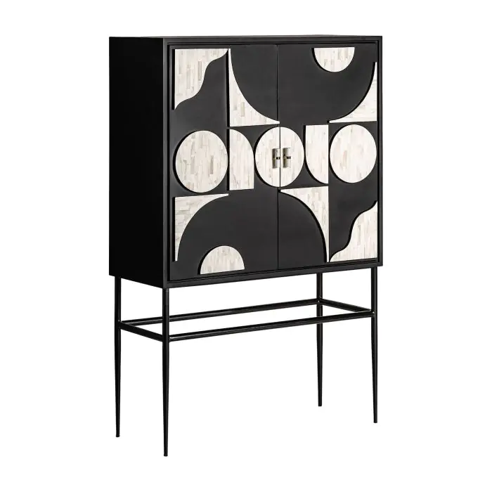 ARMARIO ATHY Hierro Hueso Blanco Negro, 151 Cm