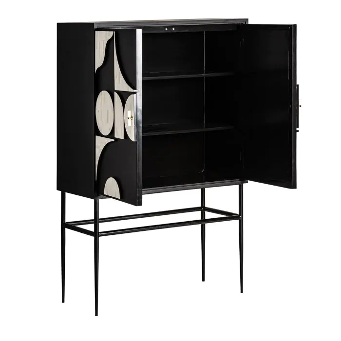 ARMARIO ATHY Hierro Hueso Blanco Negro, 151 Cm