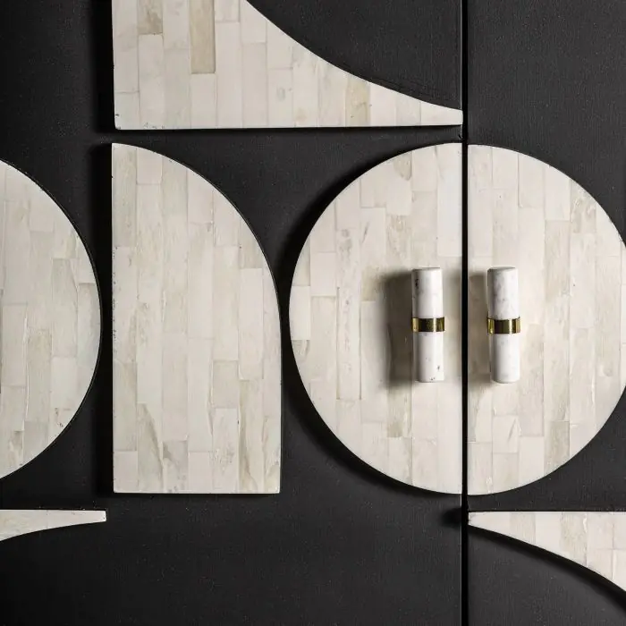 ARMARIO ATHY Hierro Hueso Blanco Negro, 151 Cm