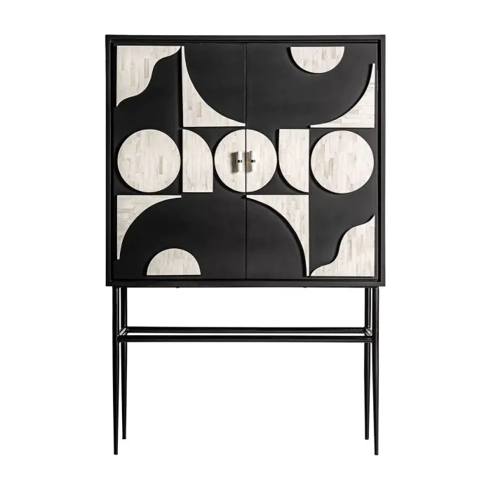 ARMARIO ATHY Hierro Hueso Blanco Negro, 151 Cm