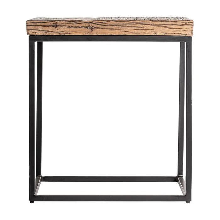 Mesa Auxiliar Mango Recuperada Tonos Marrón Hiero Negro, 61 Cm