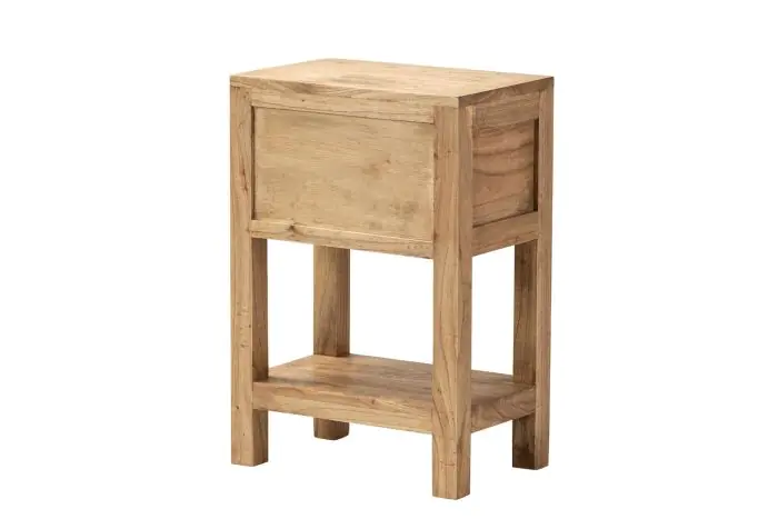 Mesita De Noche Mindi natural 2 Cajones 1 Repisa Abajo, 66 Cm