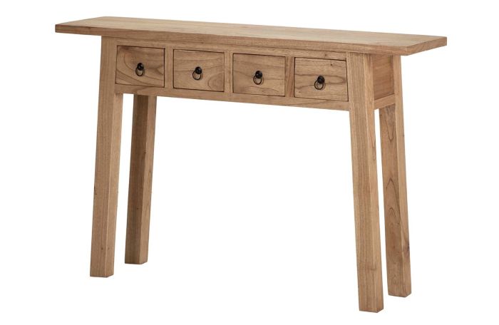 Consola 4 Cajones Madera Mindi Natural, 120x30x80 Cm