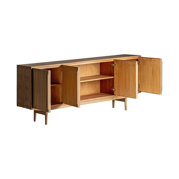 Aparador Natural 4 Puertas Madera Mindi, 200 Cm