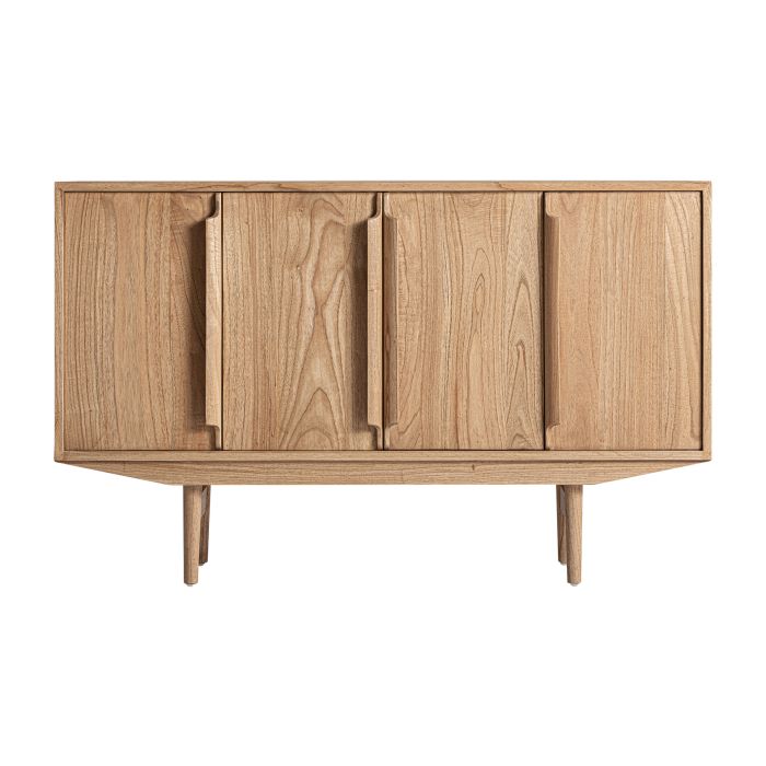 Aparador nórdico madera mindi marrón cálido con 4 puertas.