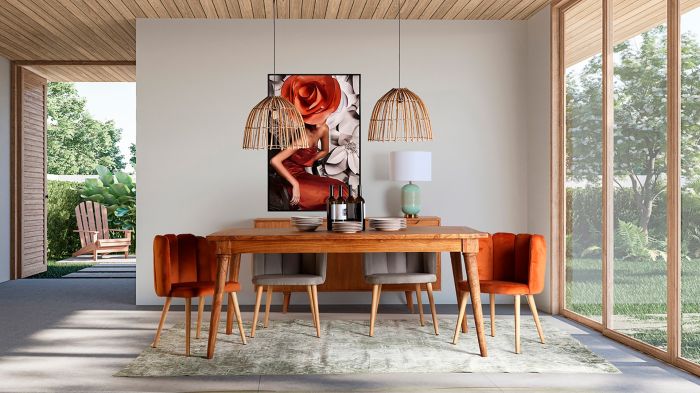 Mesa Comedor Madera Natural Rectangular, 180 Cm