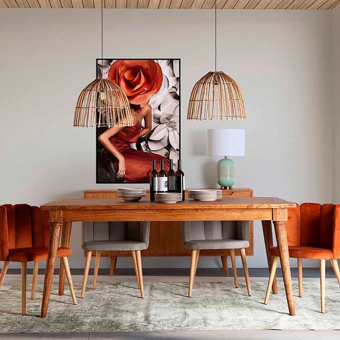 Mesa Comedor Madera Natural Rectangular, 180 Cm