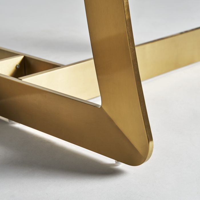 Mesa Comedor Mármol Sintético Blanco Acero Dorado, 200 Cm