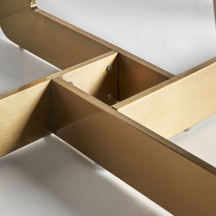 Mesa Comedor Mármol Sintético Blanco Acero Dorado, 200 Cm