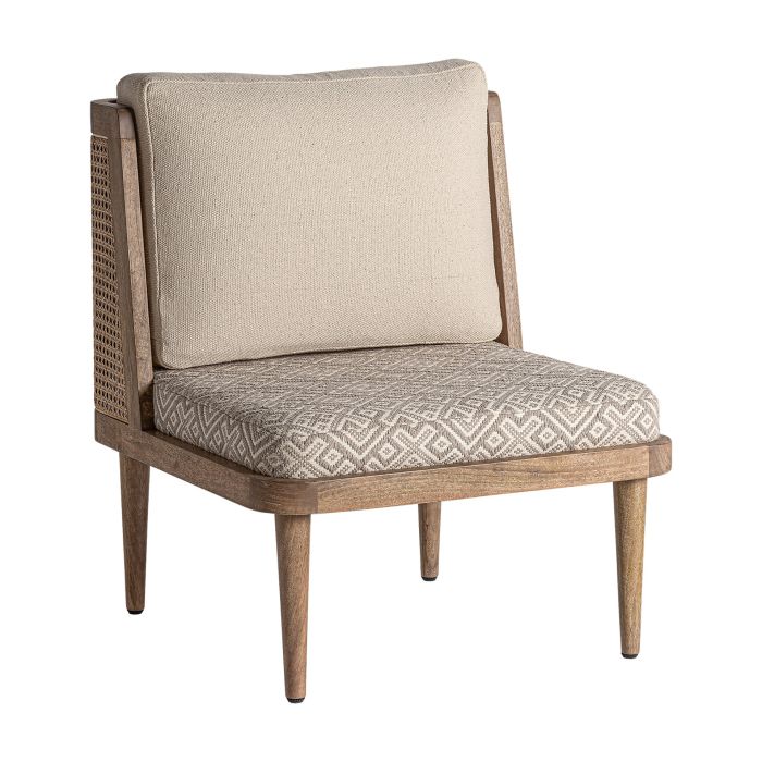Sillón cismar Madera tejido beige estampado