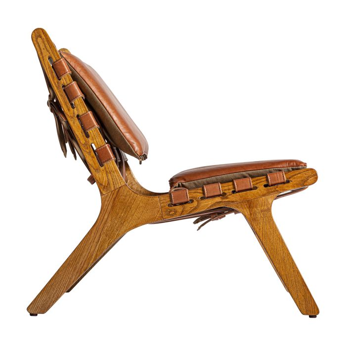 Sillón Piel Marrón Madera 79X54X78 Tonos Marrón