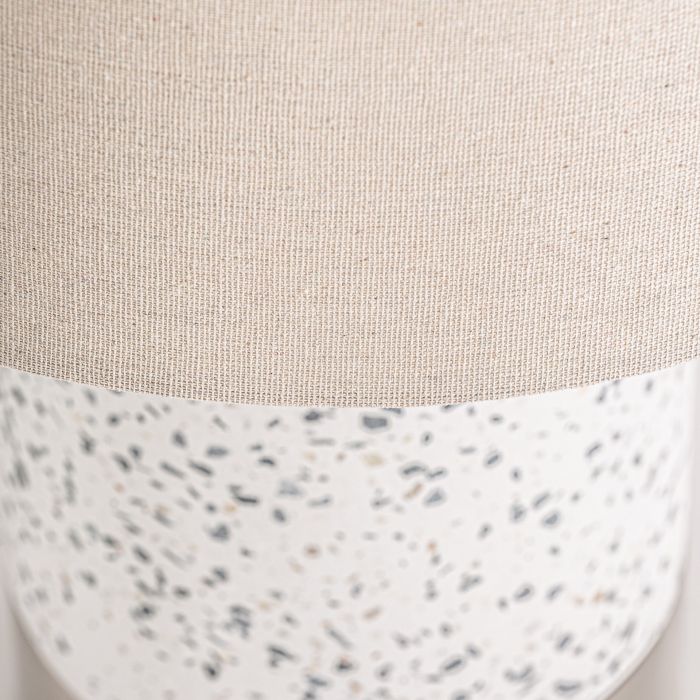 Lámpara De Sobremesa Acero Plata Piedra Blanco Lino, 62 Cm