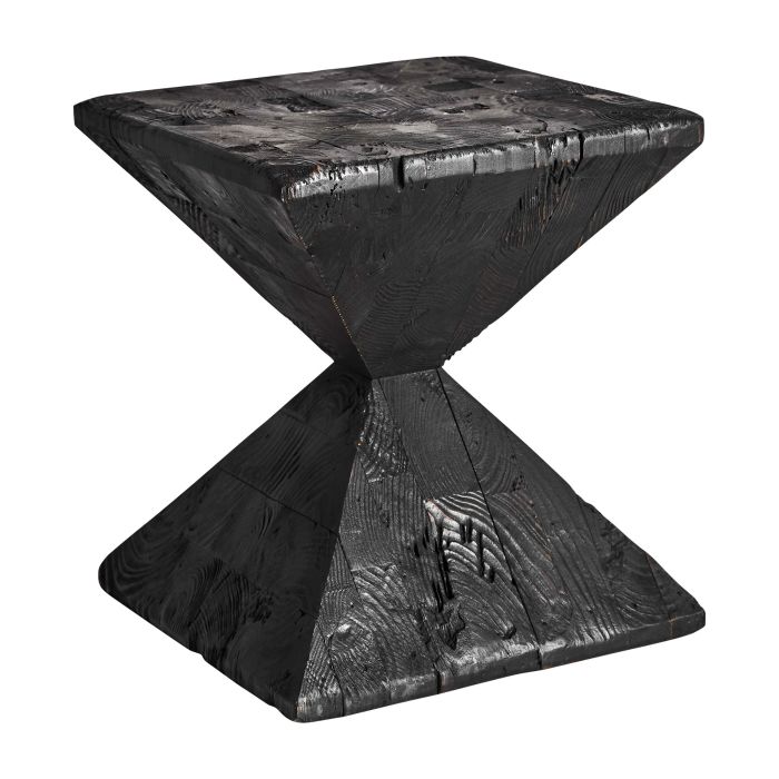 Mesa Auxiliar Madera Recuperada Negro, 40 Cm