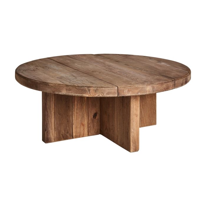 Mesa Centro Redonda Crissey Madera Pino Reciclado, 90 Cm