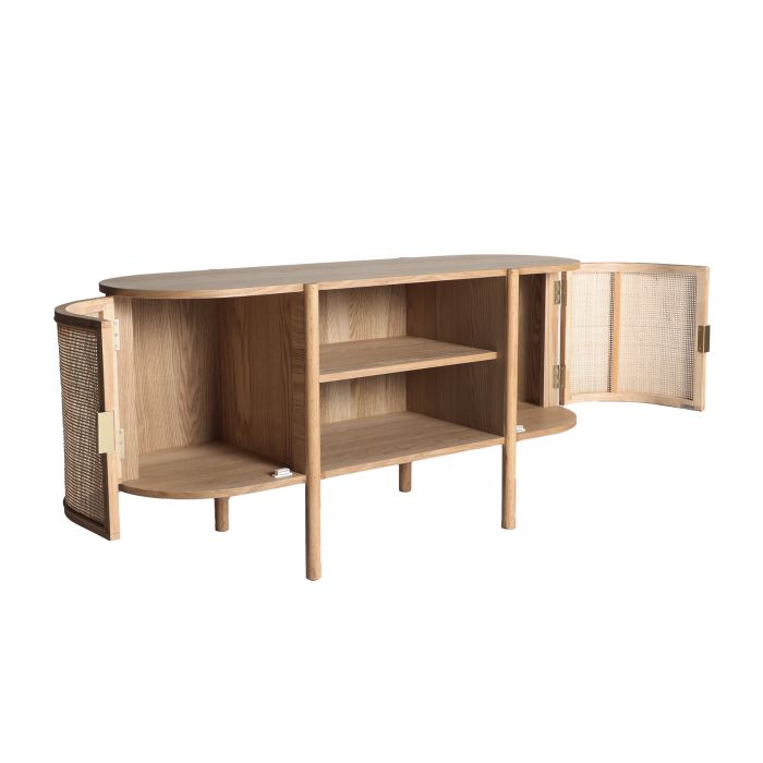 Mueble TV Curvo Marrón Natural, 120 Cm