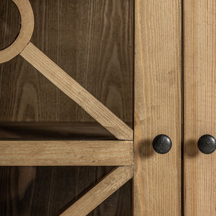 Vitrina Madera Olmo Natural 4 Puertas Decoradas, 205 Cm