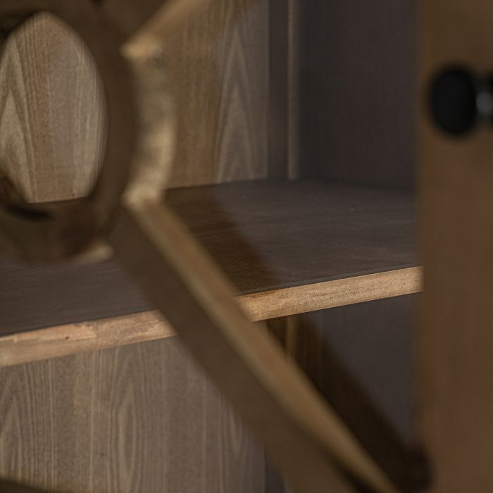 Vitrina Madera Olmo Natural 4 Puertas Decoradas, 205 Cm