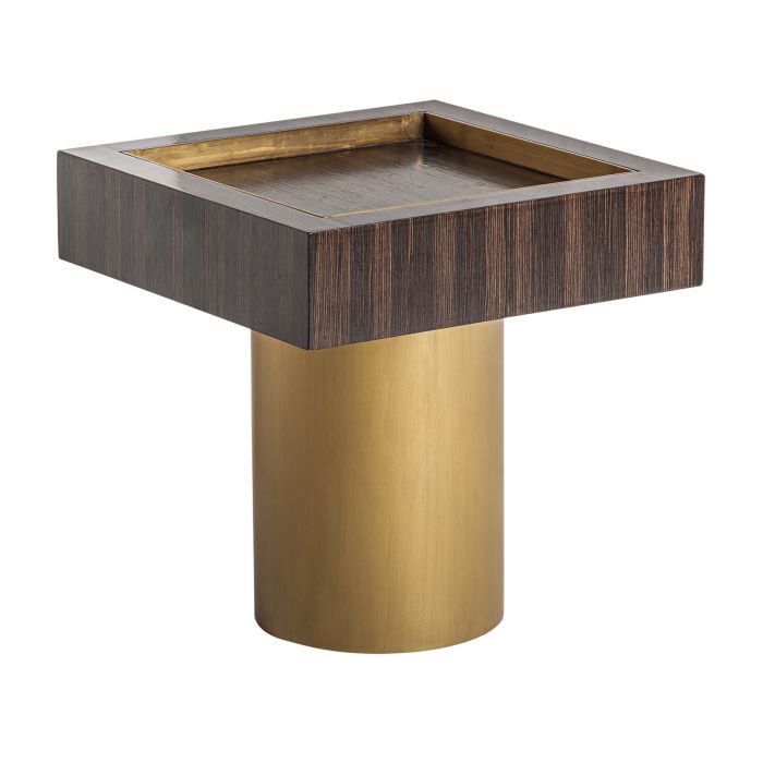 Mesa Auxiliar Cheb Madera Pino Acero Oro/Marrón, 50 Cm