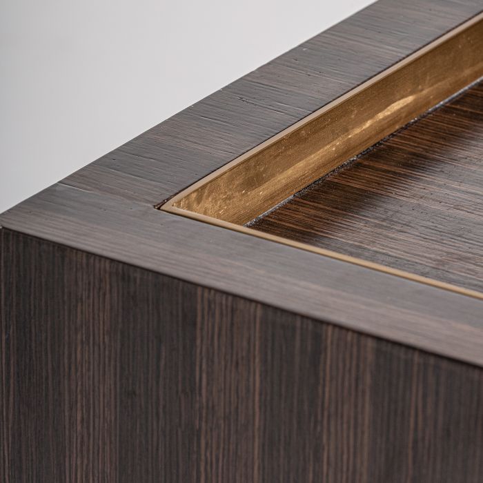 Mesa Auxiliar Cheb Madera Pino Acero Oro/Marrón, 50 Cm