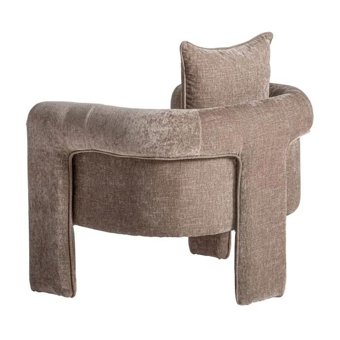 Sillón Tapizado Tejido Color Topo Madera Pino, 81 Cm