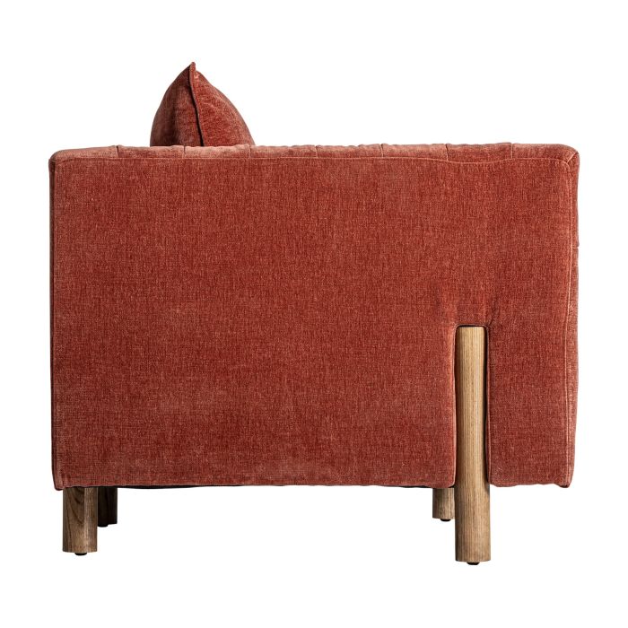 Sillón 88X87X80 Madera natural Tejido Burdeos Cojín