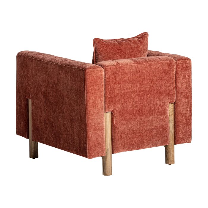 Sillón 88X87X80 Madera natural Tejido Burdeos Cojín