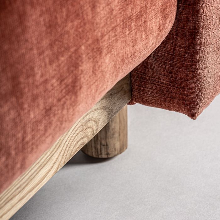 Sillón 88X87X80 Madera natural Tejido Burdeos Cojín