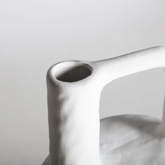 Jarrón BLECK Cerámica Blanco Salón, 34 Cm