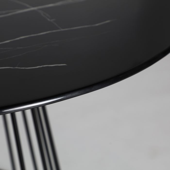 Mesa Comedor Redonda Celije Cristal Hierro Negro, 120 Cm