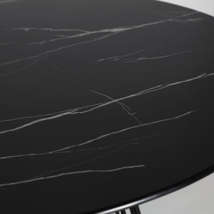 Mesa Comedor Redonda Celije Cristal Hierro Negro, 120 Cm